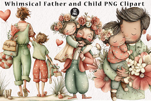 Whimsical Father and Child, a Seasonal Illustration by CreationArt