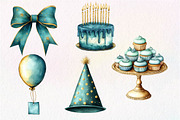 Teal Birthday Sublimation Clipart, an Illustration by Dream Creation (Thumbnail 7 of 7)