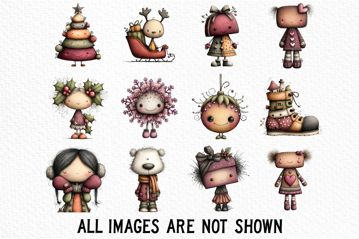Whimsical Christmas Clipart Bundle, an Illustration by Craft Nest (Photo 4 of 6)