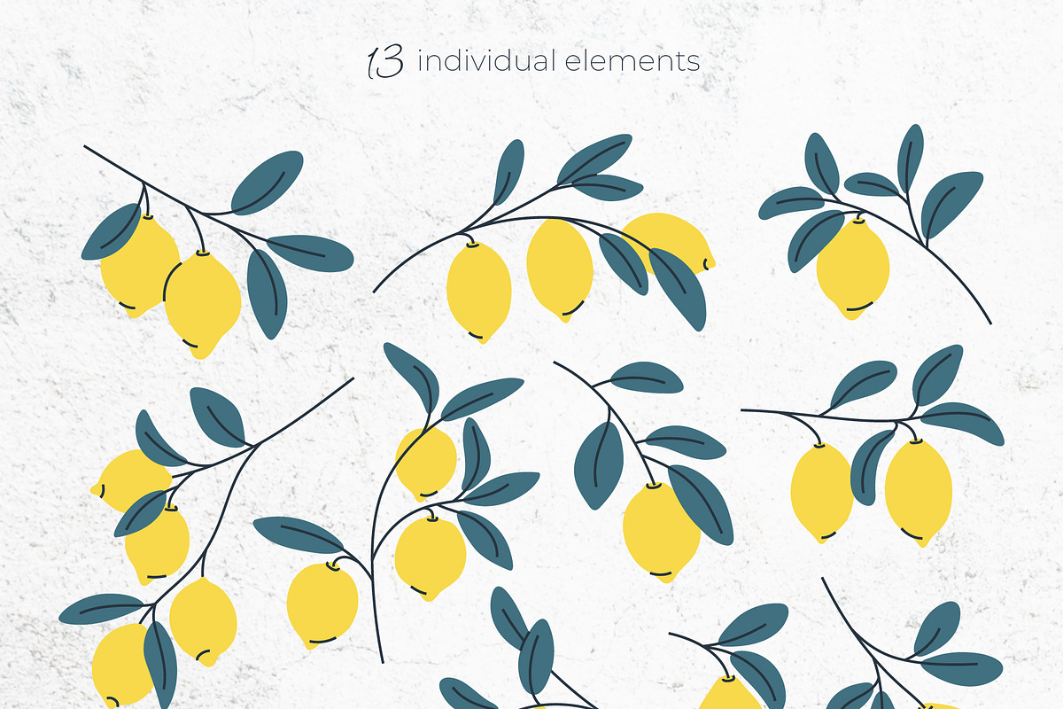 Lemon Cliparts, Frames & Patterns, a Decorative Illustration by Panna Limon Store (Photo 3 of 18)