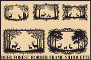 Deer Forest Frame Silhouette Bundle, an Illustration by Designs_River (Thumbnail 1 of 7)