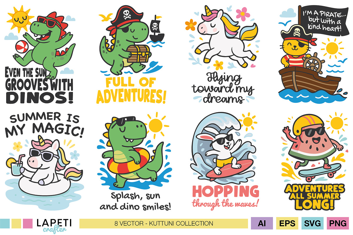 Summer Kids Sublimation Bundle, a Seasonal Illustration by Lapeticrafter (Photo 1 of 9)