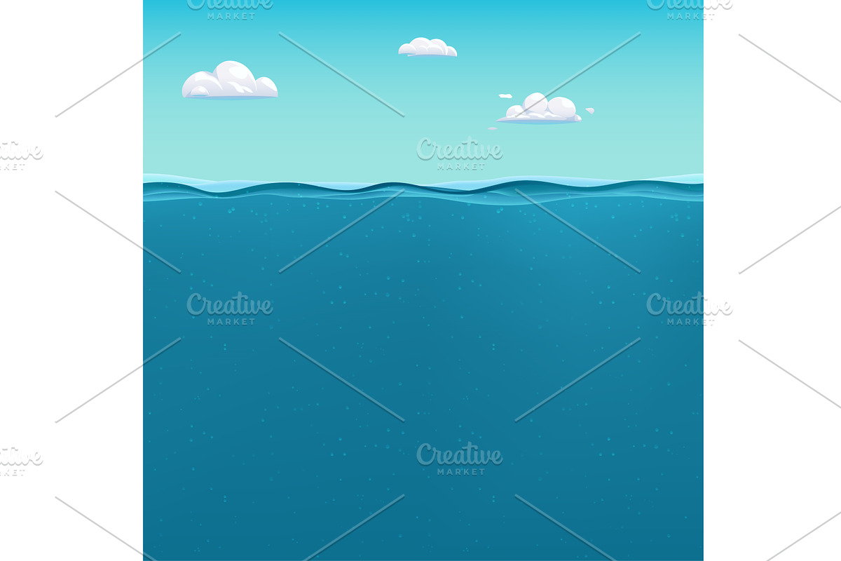 water line at sunny day cartoon, an Illustration by IfH