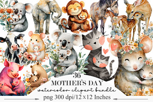 Mother's Day Clipart, Mama and Baby, an Illustration by Designking
