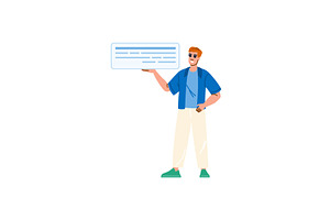 Young man showing and pointing at, a Finance Illustration by pikepicture