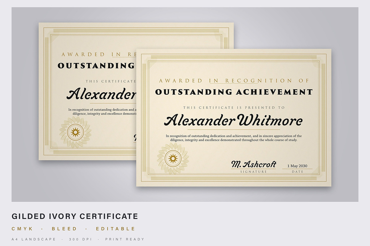 Gold Ornate Certificate Template, a Stationery Template by DesignerCandies (Photo 1 of 4)