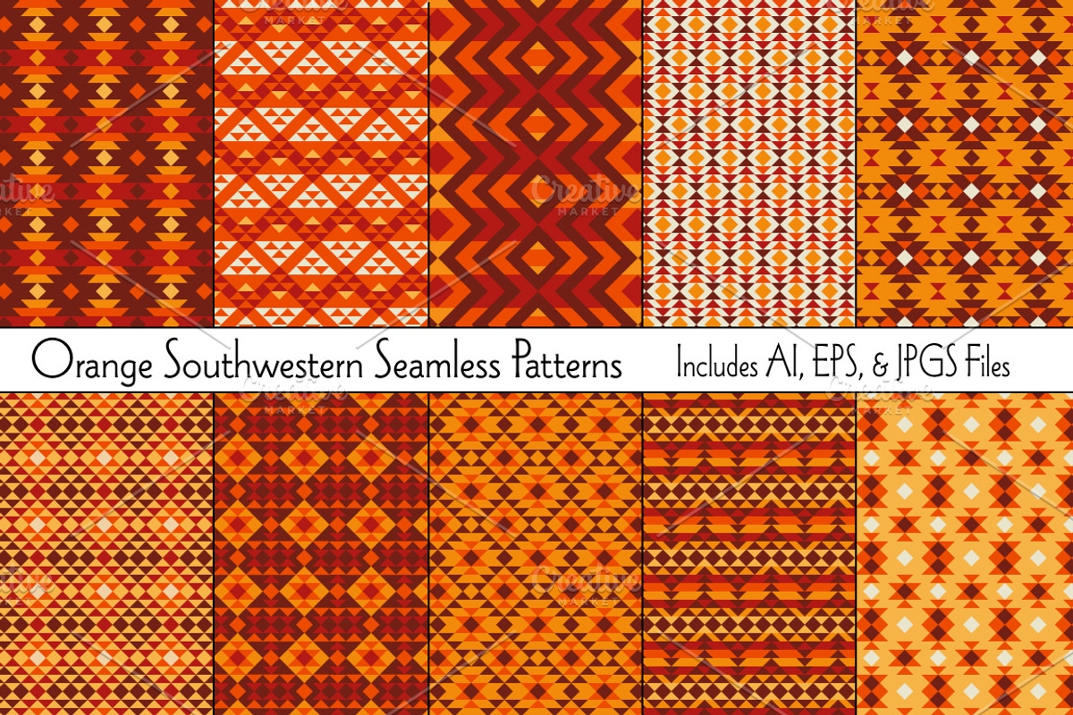 Orange Southwestern Vector Patterns, a Pattern Graphic by Melissa Held Designs (Photo 1 of 4)
