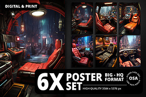 Cyberpunk Vehicle Interior Poster
