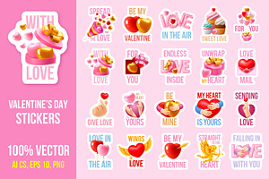 Valentine's Day Stickers Set