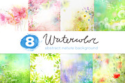 8 WATERCOLOR NATURE BACKGROUNDS, a Texture Graphic by Anna Guz's Store (Thumbnail 1 of 7)