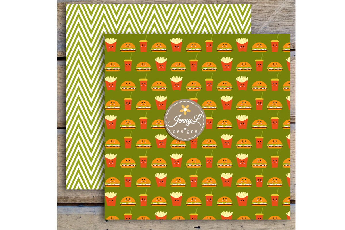 Kawaii Burgers Digital Papers, a Pattern Graphic by JennyL Designs (Photo 5 of 6)