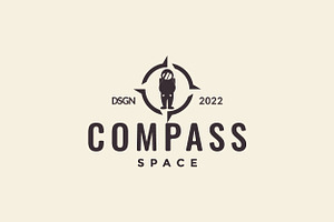 Astronaut With Compass Space Logo