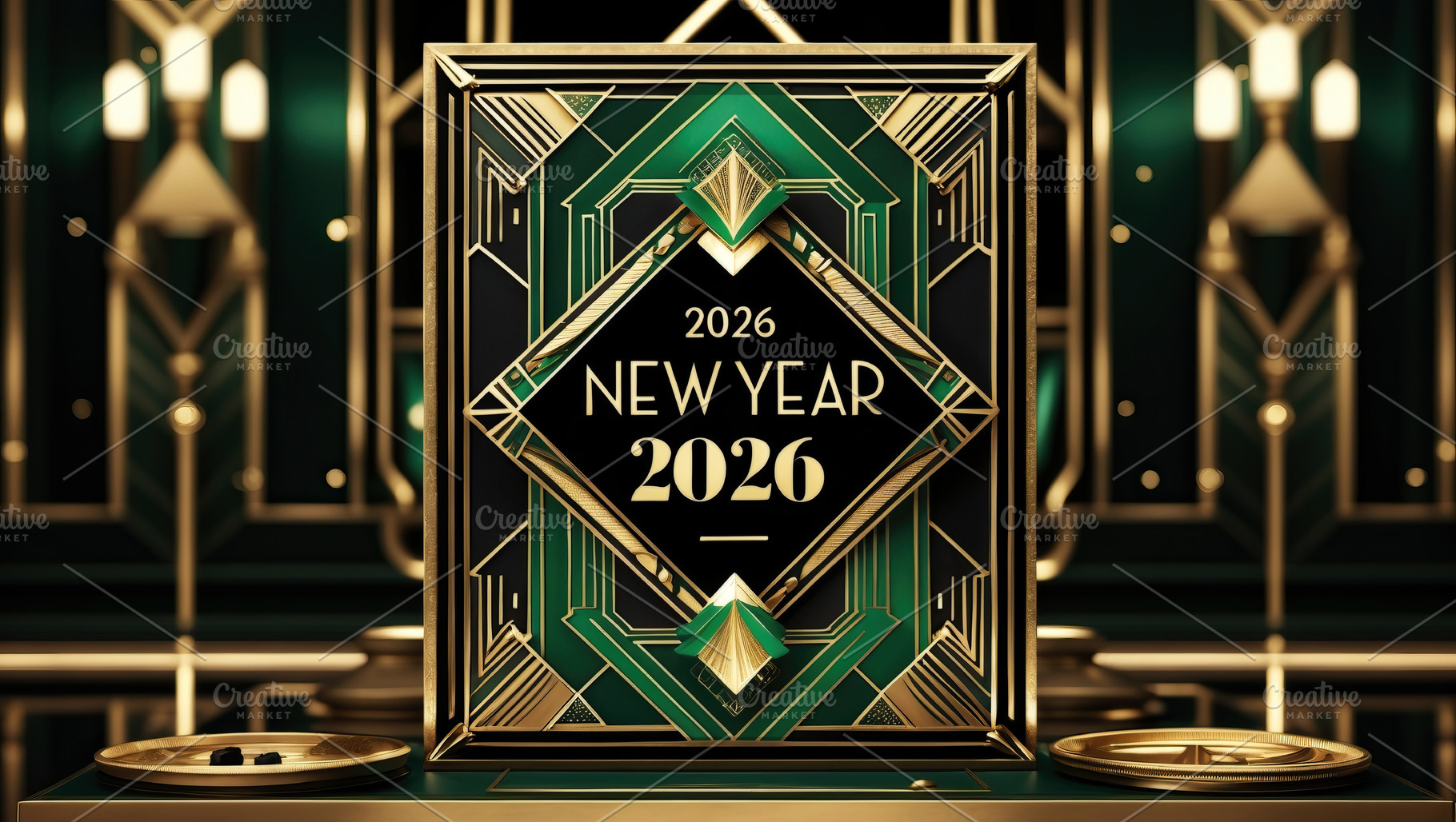 New Year 2026 with Gold and Green Ar, a Technology Photo by Perpis
