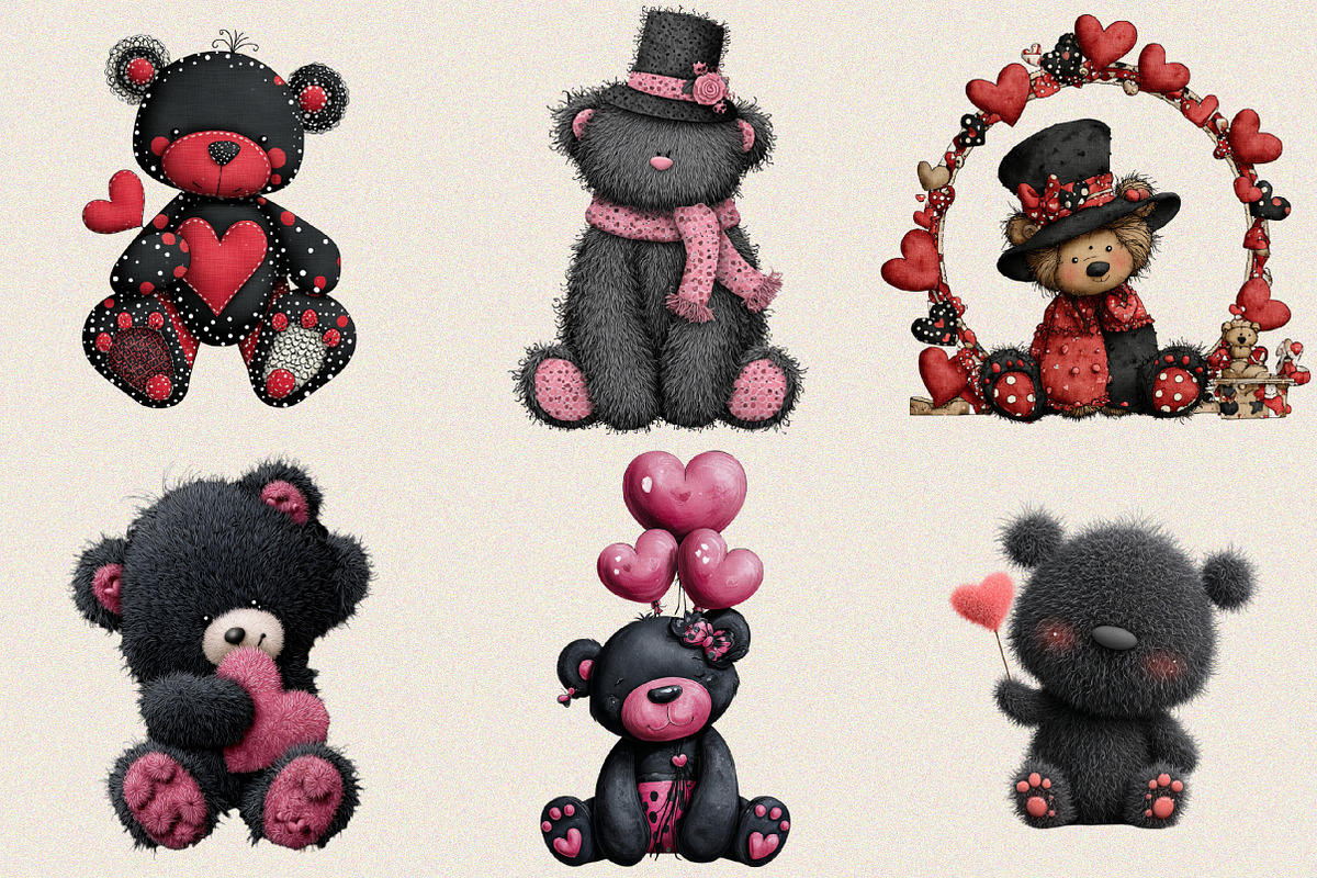 Whimsical Valentine Teddy Bear Clipa, an Illustration by SVGArt (Photo 8 of 8)