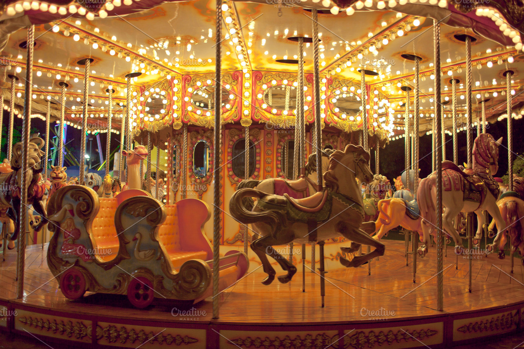 Carousel at night containing carousel, night, and merry go round, an Arts & Entertainment Photo by BonVoyage