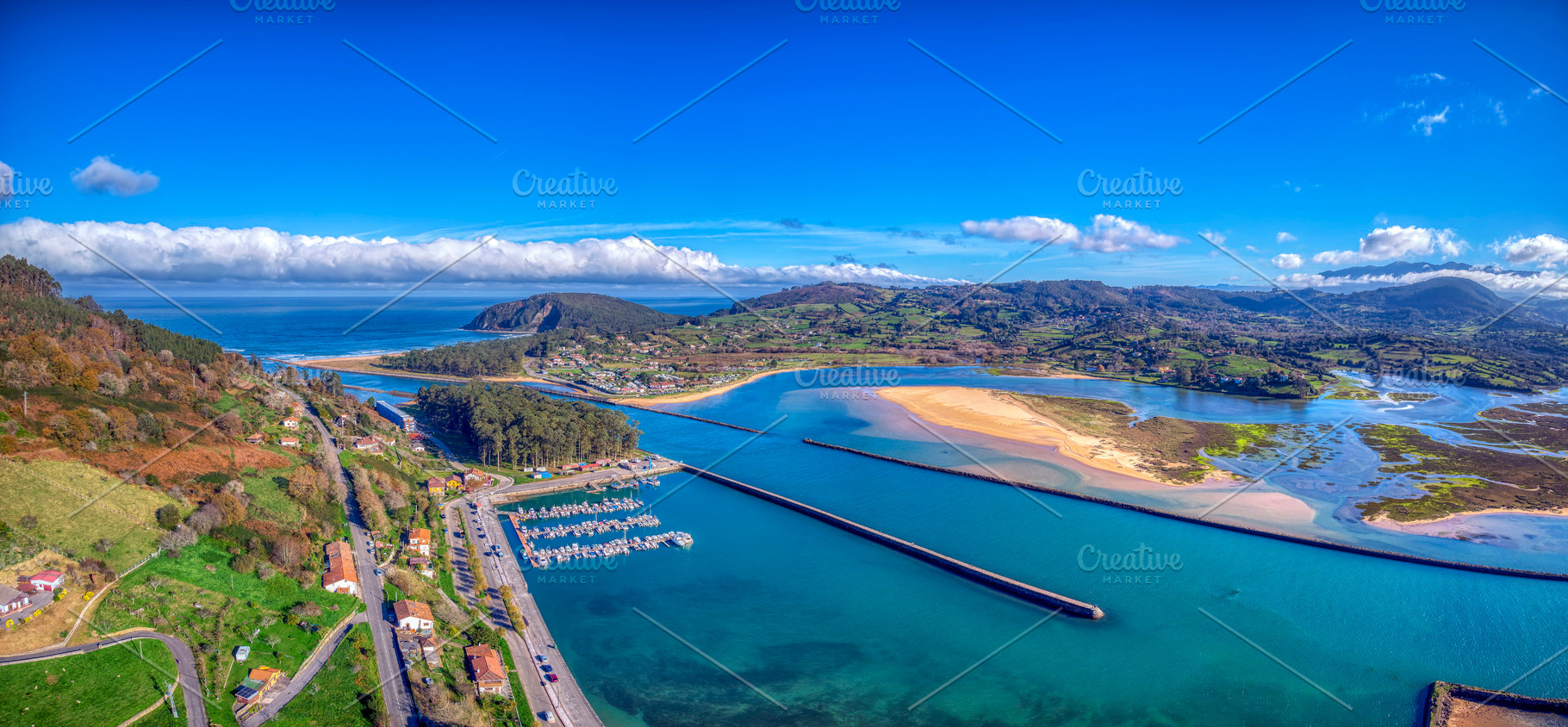 Aerial view of the Ria de Villaviciosa, Asturias., a Nature Photo by CreativePhotoSpain