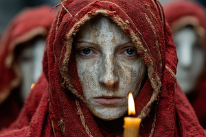 Mysterious ritual portrait of person with metallic painted face, a Person Photo by José Manuel Gelpi