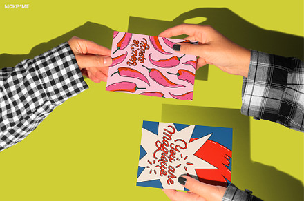 SET 1:1.41 Greeting card mockups, a Merchandise Mockup by MOCKUP*ME