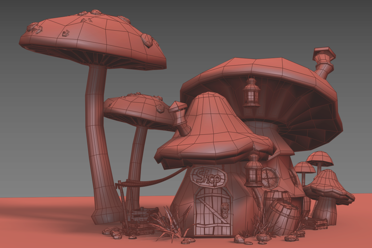 Cute mushroom house, an Architecture 3D Model by Cute & 3D (Photo 7 of 19)