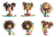 Quirky surfer girl clipart, an Illustration by SinaCreation (Thumbnail 4 of 11)