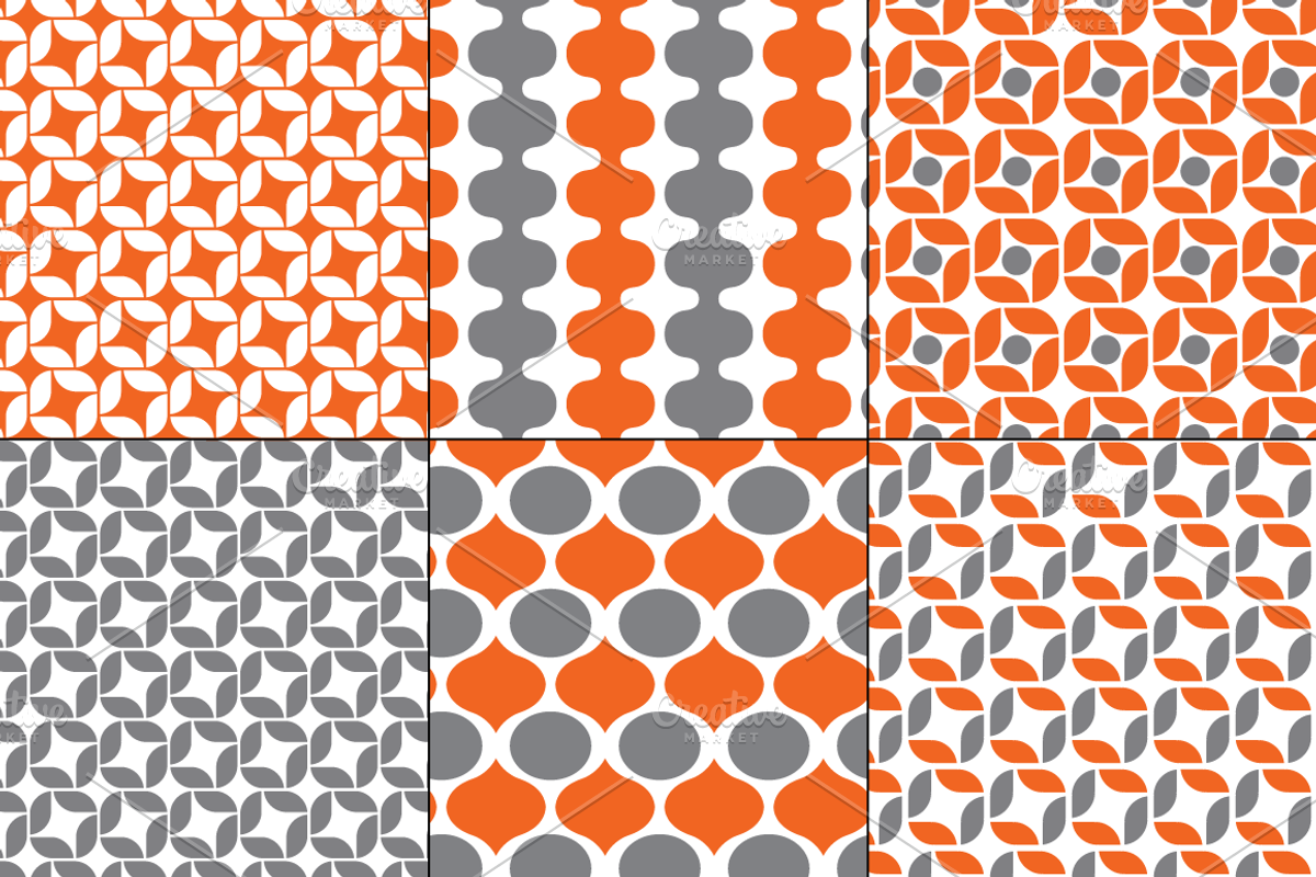 Orange & Gray Seamless Patterns preview 3