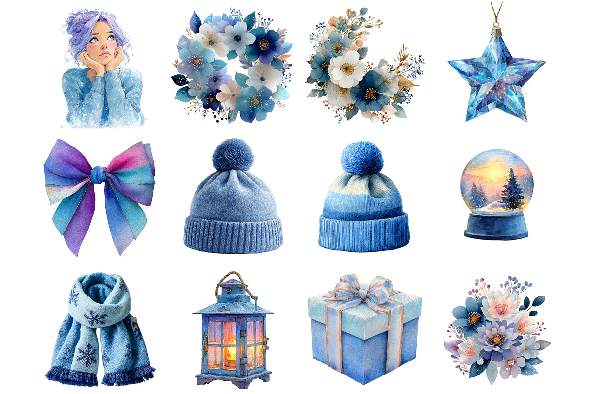 Frosty Blue Winter Clipart, an Illustration by DreamArtGraphic (Photo 4 of 4)