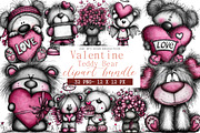 Teddy Bear Valentine Clipart, an Illustration by DreamArtGraphic (Thumbnail 1 of 4)