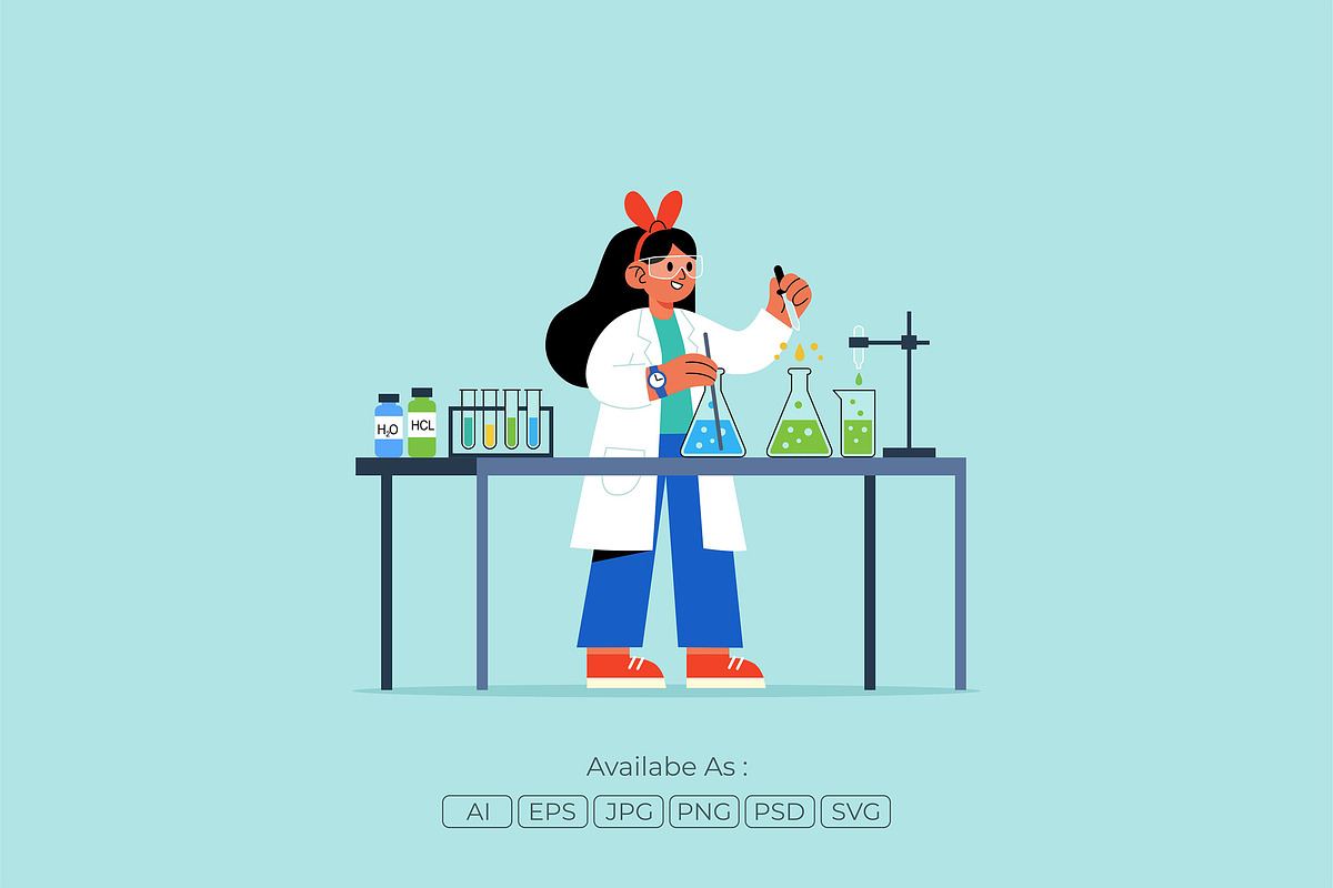 Female Scientist Analyzing Test Tube, a Healthcare Illustration by Partikusi Design (Photo 2 of 3)