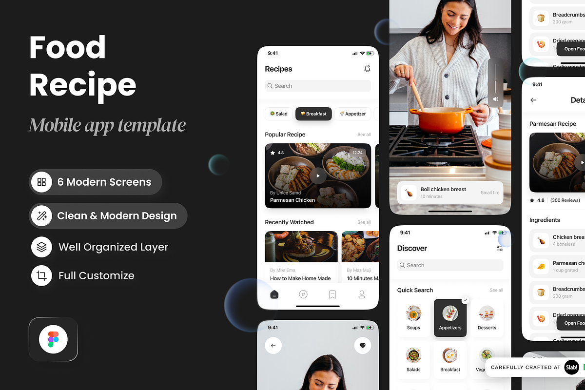 Foody - Food Recipe Mobile App, a Websites & App Template by SLAB! Design (Photo 1 of 4)
