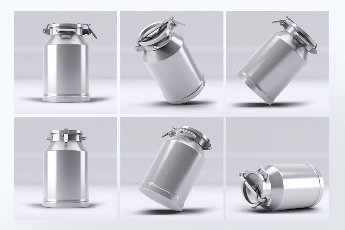 Metal Milk Flask Mock-Up, a Product Mockup by DesignRushMarket (Photo 2 of 7)