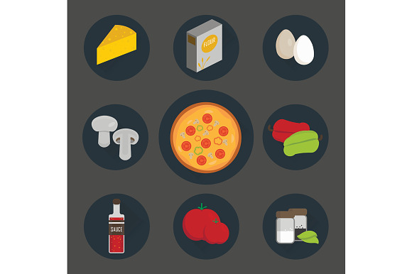Icons Set Of Process Cooking Pizza.