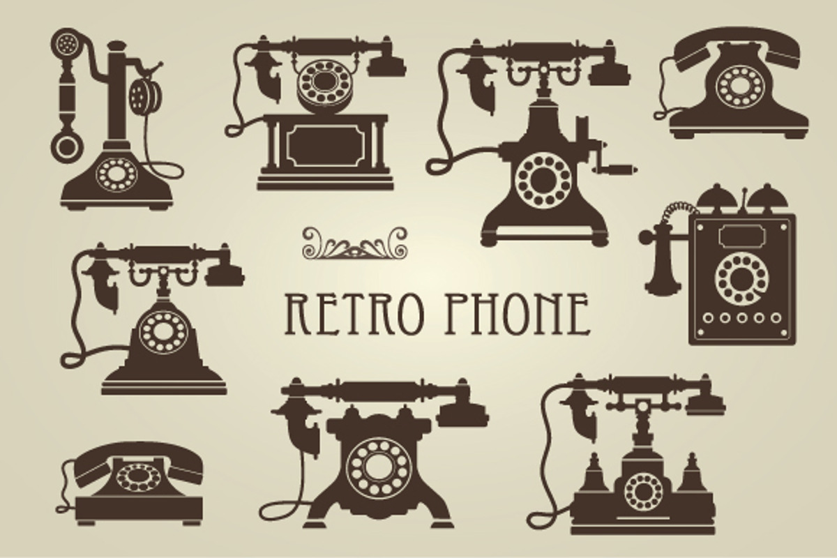 Set of vector retro phones