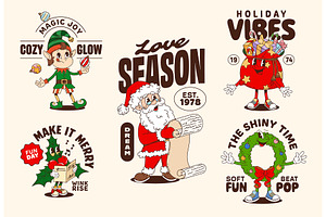 Christmas funny groovy characters re, an Illustration by Buch&Bee