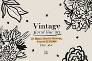 Vintage Floral Line Art, a Decorative Illustration by lilovwishes (Thumbnail 1 of 6)