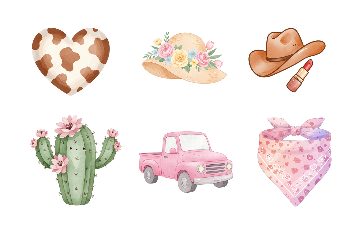 Watercolor Cowgirl Clipart, a Person Illustration by BerryPieArt (Photo 2 of 4)