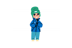 Smiling child wearing winter clothes, an Illustration by pikepicture
