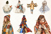 Watercolor Winter Cottage Clipart, an Illustration by Libby Wishes (Thumbnail 2 of 8)