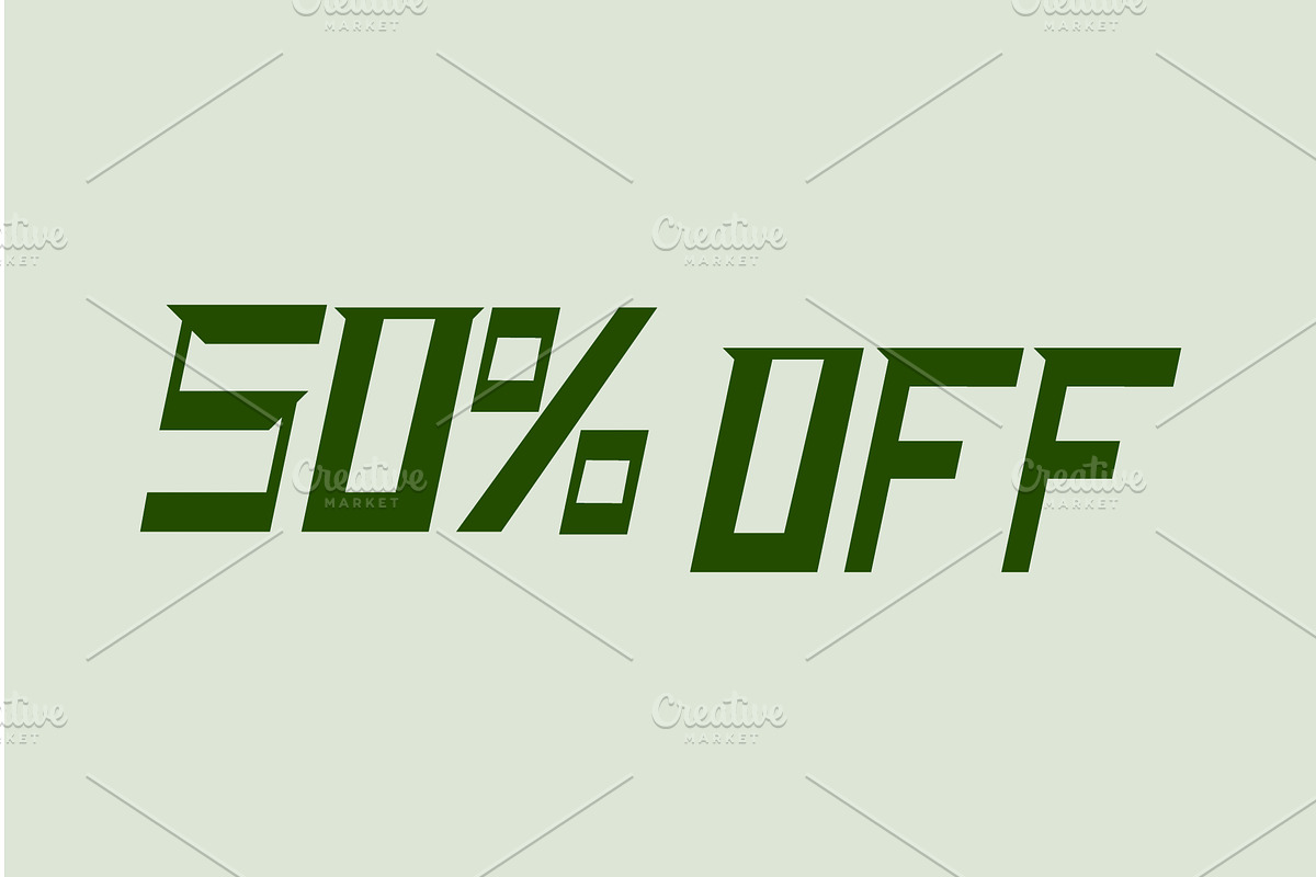 Bold Green 50 Percent OFF Text in, an Object Illustration by Serebrennikov