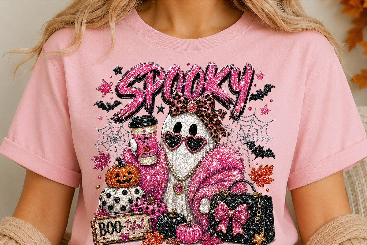 Pink Spooky Ghost Glitter Halloween, an Object Illustration by DreamCafeArt (Photo 5 of 6)