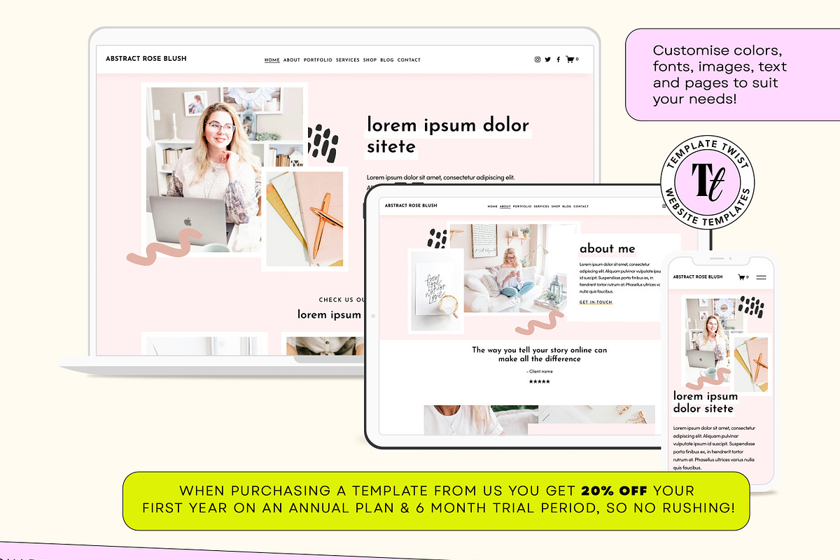 Pink Squarespace Website Template, a Squarespace Template by Template Twist Shop (Photo 8 of 10)