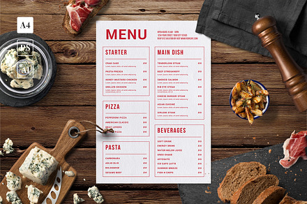 Minimalist Food Menu