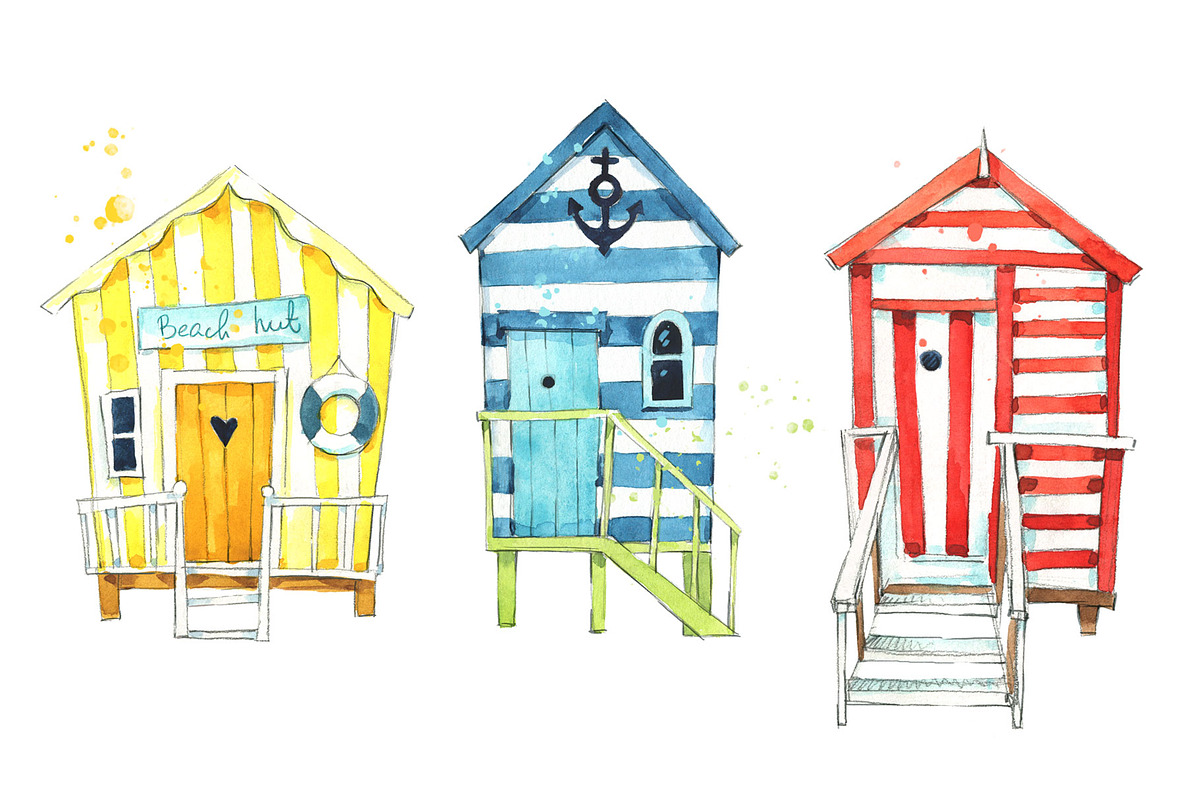 Set of watercolor beach huts, a Graphic by Kamenuka (Photo 3 of 3)