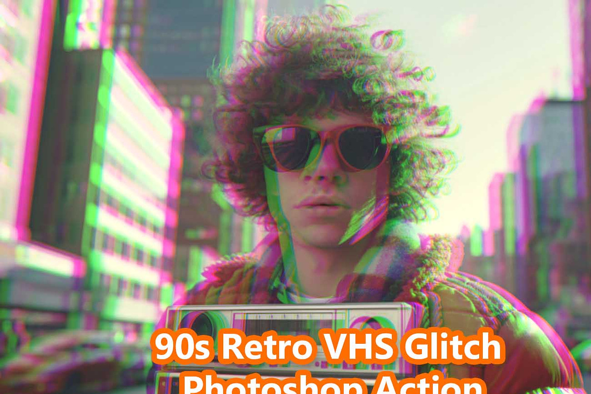 90s Retro VHS Glitch Photoshop, an Action Add-On by Studio Retouch (Photo 1 of 12)