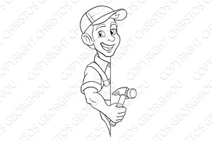 Hammer Carpenter Construction, a Person Illustration by Christos Georghiou
