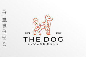 Geometric Lineart Dog Logo Template
