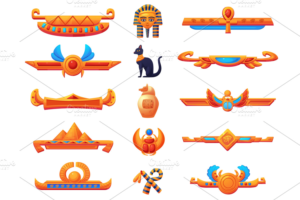 Game elements egypt style. Golden, an Object Illustration by LadadikArt