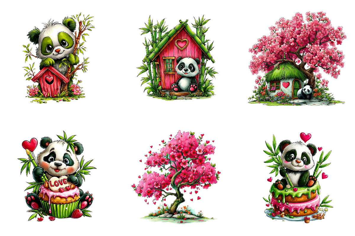 Valentine Panda Clipart, an Illustration by CreationArt (Photo 7 of 7)