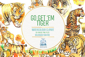 REALISTIC TIGER WATERCOLOUR CLIPART
