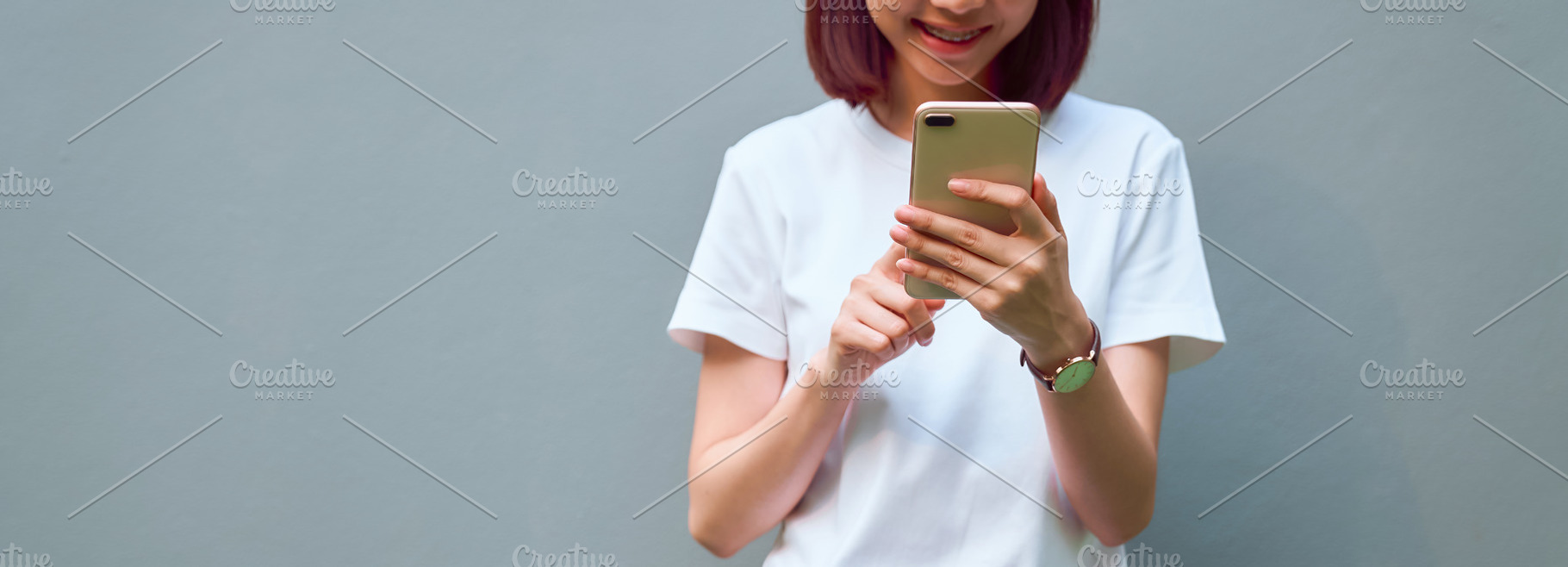 Closeup of woman holding a smartpho stock photo containing phone and mobile, a Technology Photo by sitthiphong
