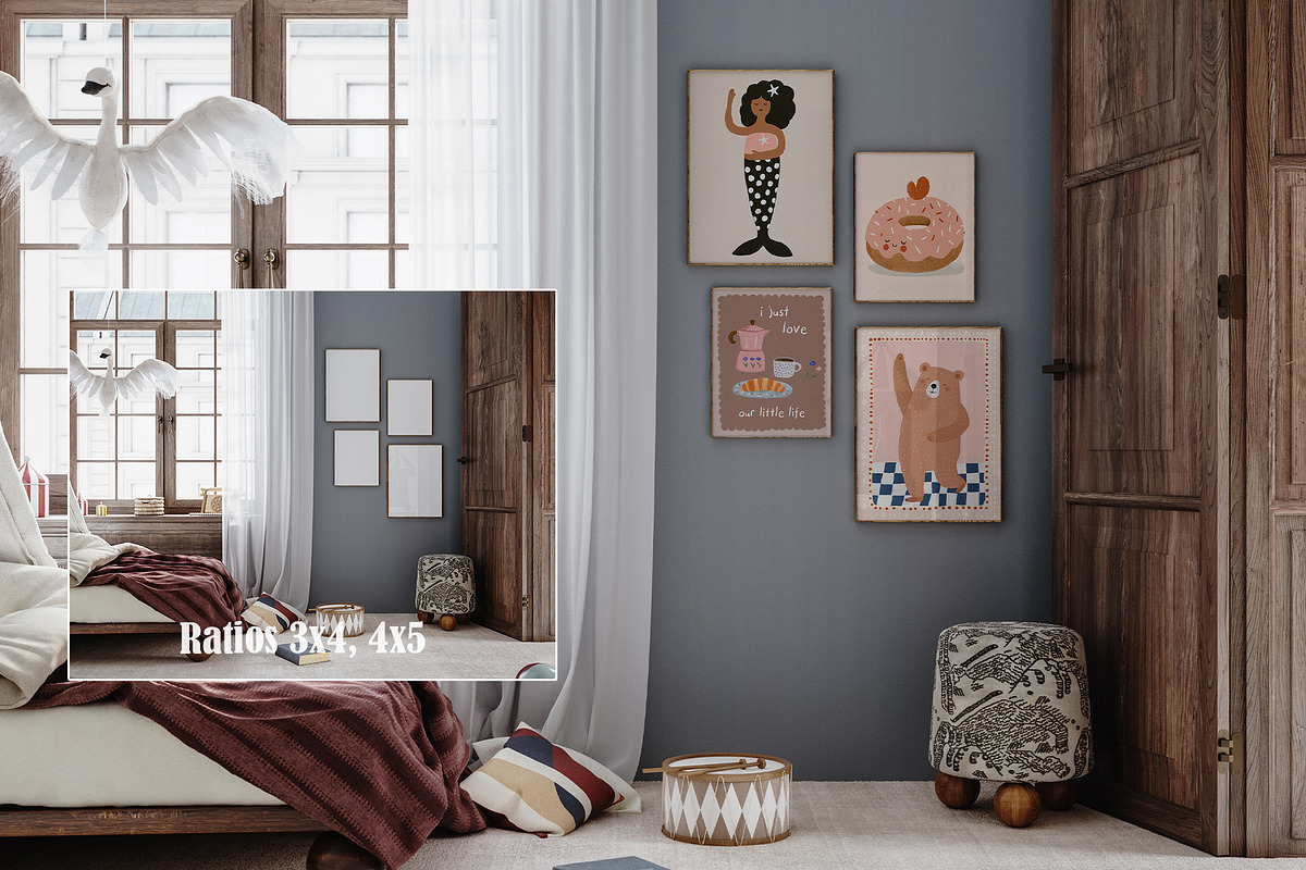 Vintage Nursery Frame Mockup Bundle, a Household Mockup by Artjafara (Photo 10 of 15)